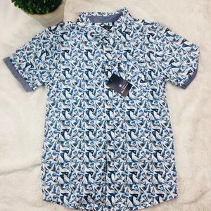 BEN SHERMAN BOYS GRAPHIC PRINT BUTTON FRONT SHIRT